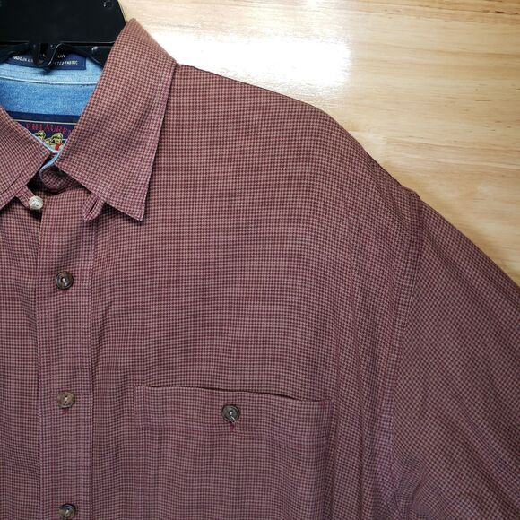 Chaps Ralph Lauren Men’s Long Sleeve Dress Shirt 16 34/35 Red Houndstooth Cotton - Picture 1 of 9